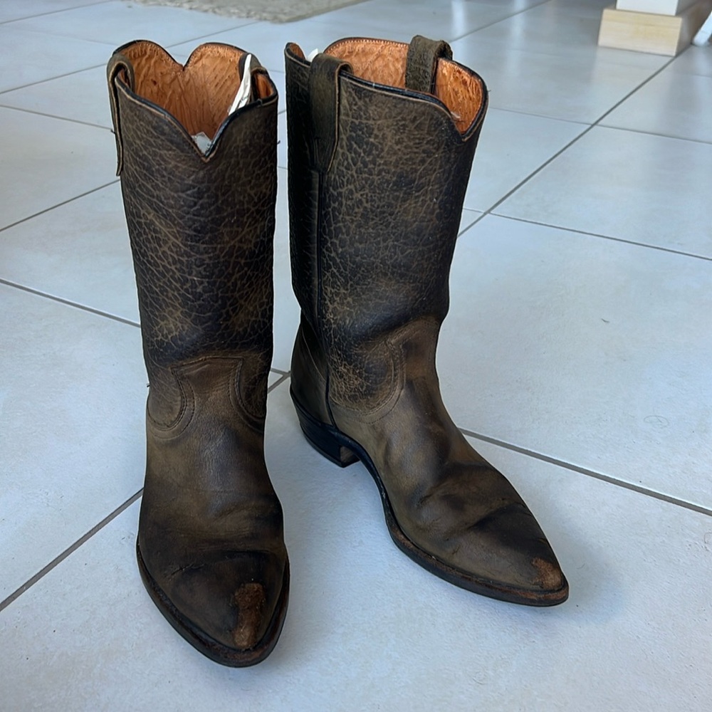 Every day cowboy leather and suede brown size 7 boots.